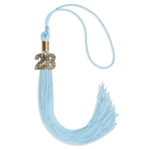 Borla azul claro Endea Graduation con gota de fecha dorada - Imagen 21 de 21