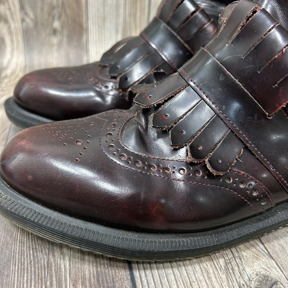 Dr Martens Tina Chelsea Boots Womens 8L Brogue Wingtip Kiltie Ankle Coffee Red