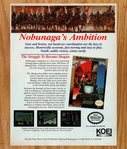 KOEI Romace Three Kingdom Nobunaga's Ambition - 2 Page Video Game Print Ad 1989 - Picture 6 of 6