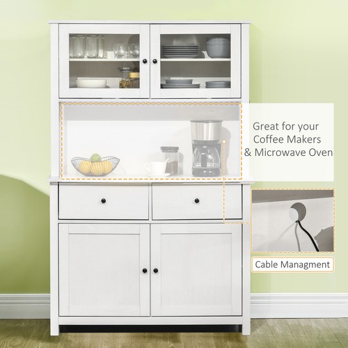 TALL Kitchen Buffet Hutch Pantry Storage Coffee Bar Cabinet with Microwave Stand - Picture 5 of 9