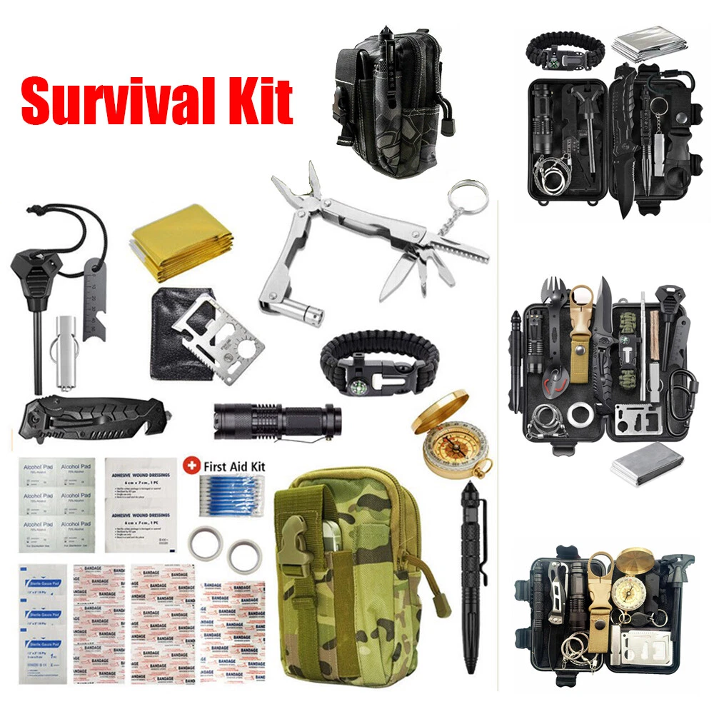 Outdoor Emergency Survival Kit Tools Camping Hiking Tactical Gear SOS  Backpack