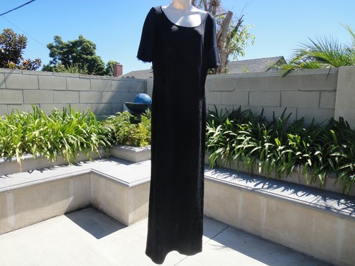 St. John Evening, Lace Embellished Knit Half Sleeve Gown, Black on Black,Wmn Sz8 - Picture 6 of 11