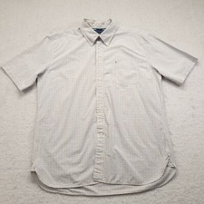 Tommy Hilfiger Button Up Shirt Adult XL Blue Tan Long Sleeve Mens 80s 2 Ply