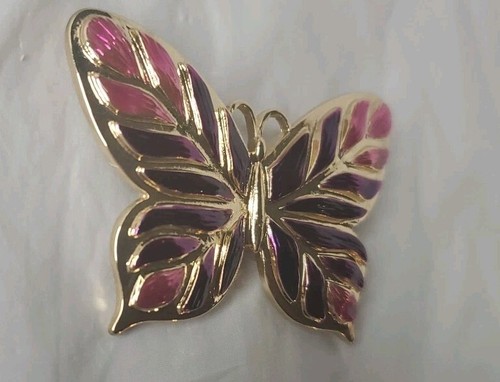 Napier Butterfly Brooch Purple Pink Gold Tone Pin - Picture 4 of 8
