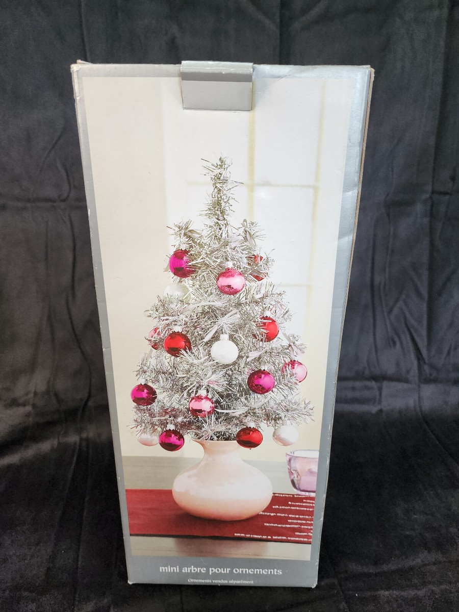 Pier 1 imports silver iridescent 18 in Christmas tree white base