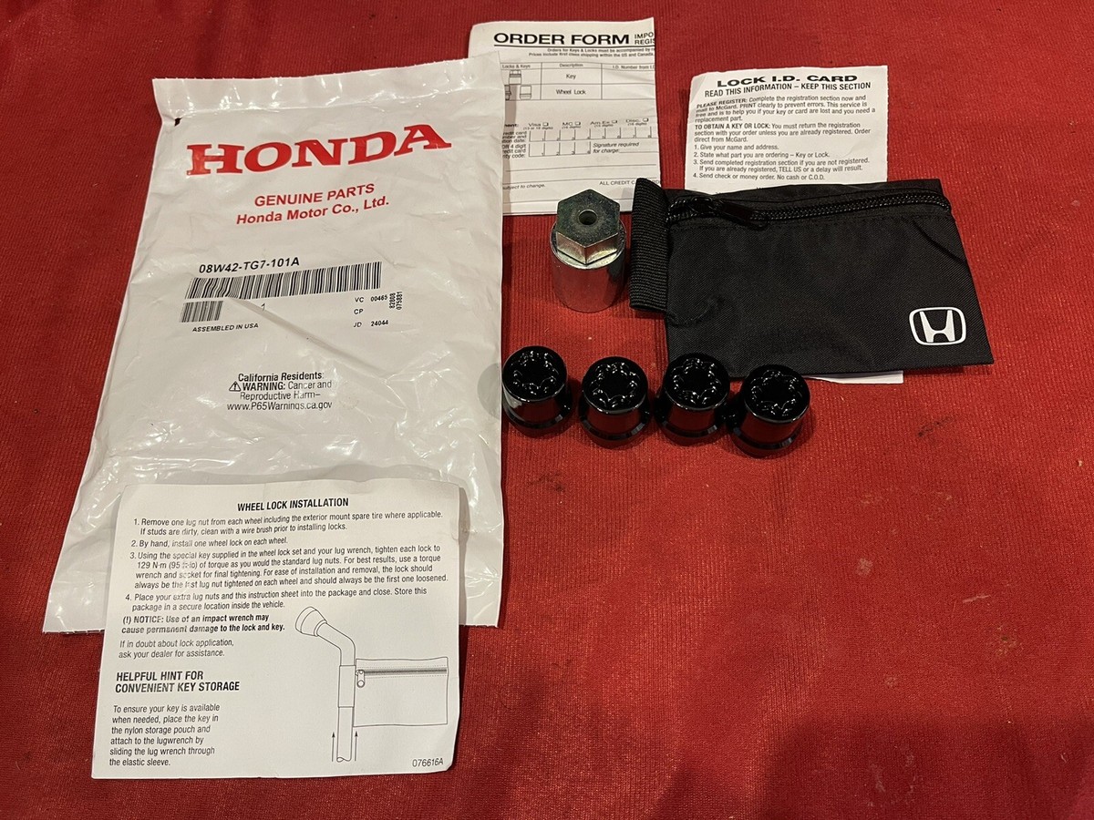 Genuine Honda Black Chrome Wheel Lock Set 08w42-tg7-101a OEM for