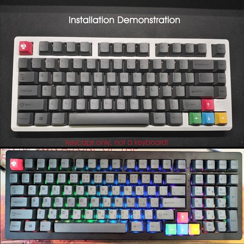 Dark Gray Keycaps Set PBT 130keys fits 60% 75% TKL Cherry MX Mechanical Keyboard - Picture 10 of 10