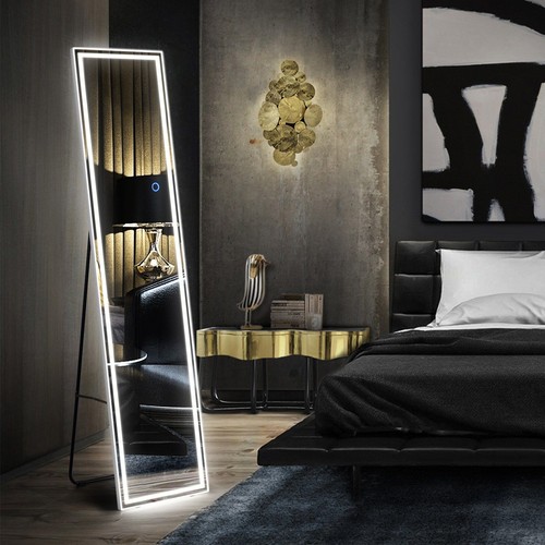 Aluminium Full Length Mirror Bedroom Hallway LED Light Makeup Dressing Mirror - Picture 5 of 12