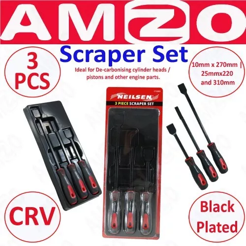 Neilsen 3Pc Gasket Scraper Set Long Reach Tools for Carbon & Seal Removal CT3302