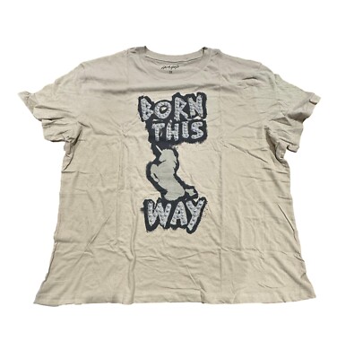 Womens Lady Gaga Plus Size Born This Way Short Sleeve Graphic T-Shirt - Beige 3X