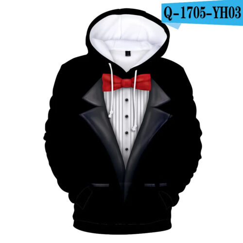 Long Sleeve 3D Men Fake Suit Tie Tuxedo Printed Pullover Hoodie Sweatshirt New - Picture 14 of 22