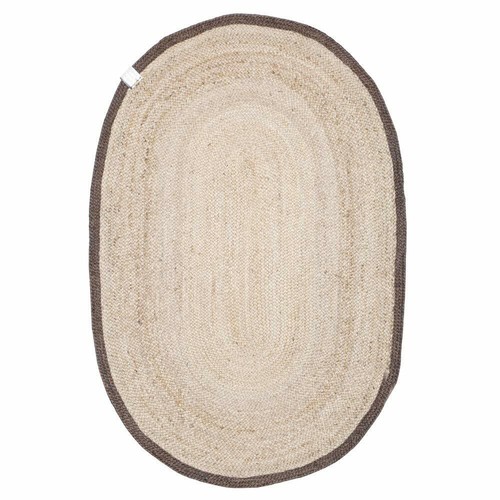 Oval Shaped Rugs Floor Vintage Handmade Oriental Jute Reversible Various Size - Picture 4 of 6
