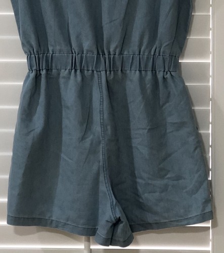 FULL CIRCLE TRENDS Women’s Romper Chambray Blue Medium Short Sleeve Pockets NWT - Picture 6 of 8