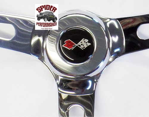 1968-1979 Corvette wood steering wheel CROSSED FLAGS 15" MUSCLE CAR WOOD - Bild 7 von 14