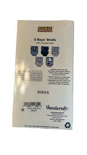 Handcraft Sonic The Hedgehog Boys' 5 Pack 100% Cotton Boxer Briefs Size 6 NWT - Picture 2 of 3