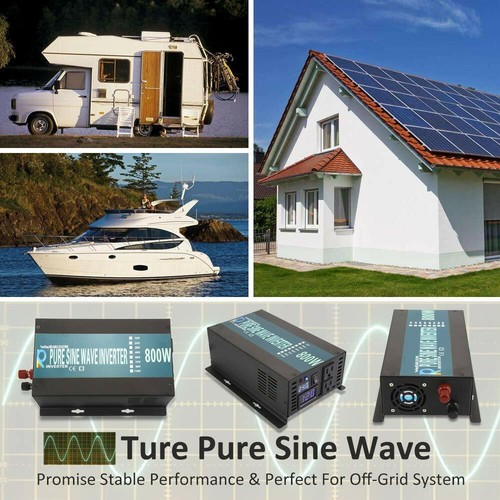 Casa rodante con inversor de potencia 800W 24V CC a 120V CA inversor de onda sinusoidal pura coche fuera de la red - Imagen 9 de 10