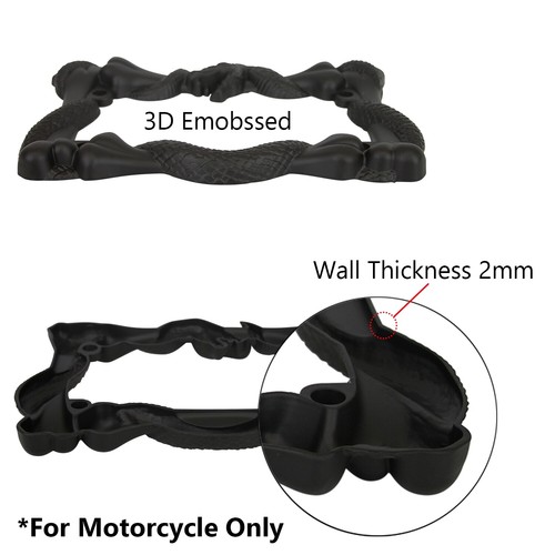 3D SNAKE VIPER BONES BLACK METAL MOTORCYCLE LICENSE PLATE FRAME FOR BMW ZERO - Picture 3 of 4