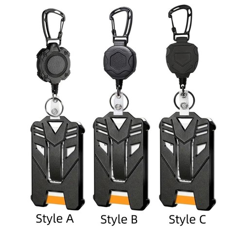 Heavy Duty Retractable Badge Reel Strong Steel Bus Card Cover Outdoor Keychain - Picture 2 of 15