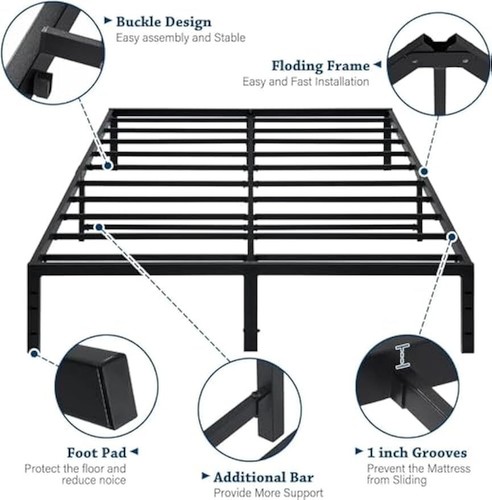 Metal Bed Frame, Durable Platform Queen Size Bed Frame, Heavy Duty Bed Frame - Picture 7 of 7