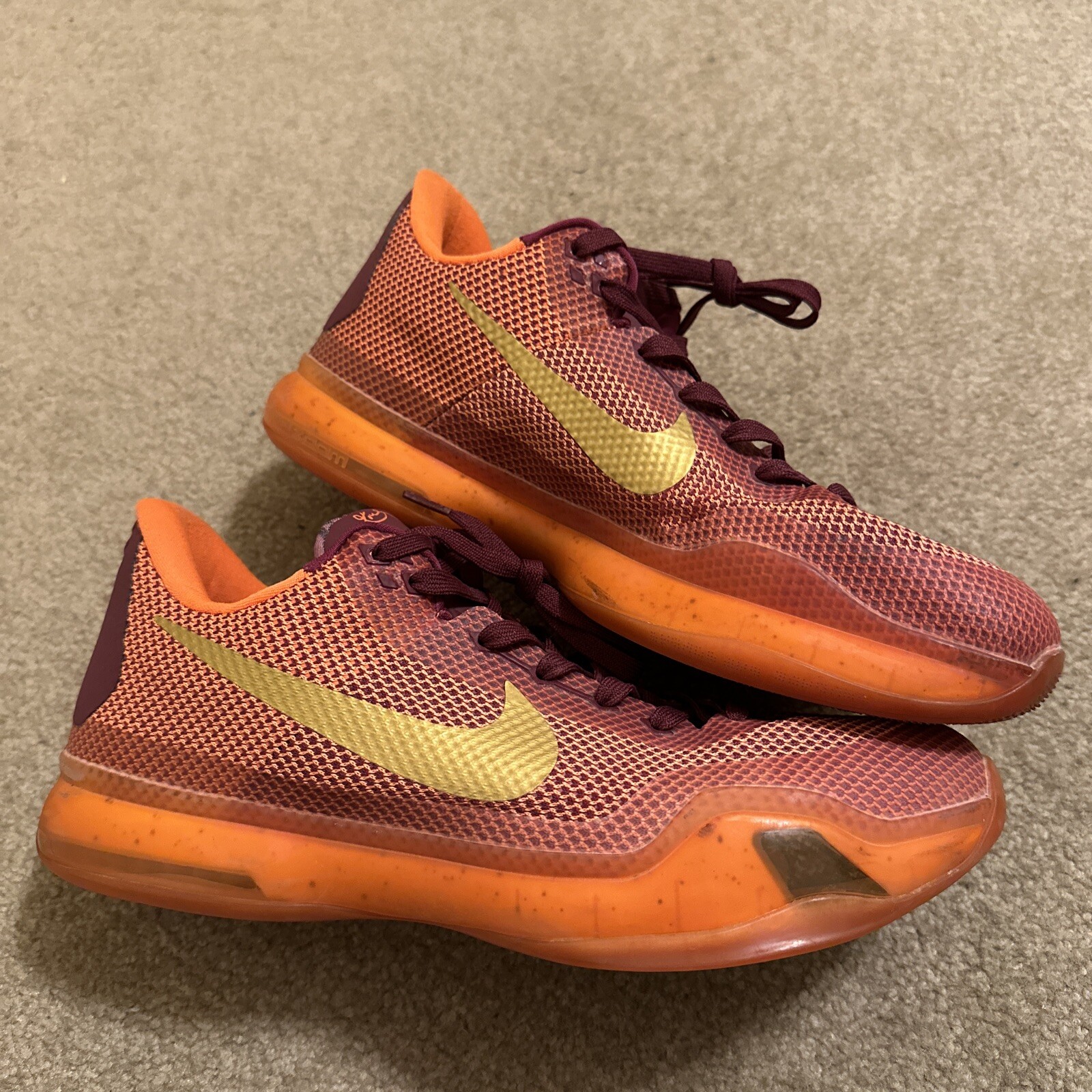 Mens NIKE Orange Kobe 10 Silk Road Basketball Shoes Sz 11