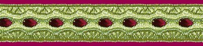 Bandtresse - Brokatborte - Paramente, 22 mm, altgold-bordeaux / Aufmachung 5 m