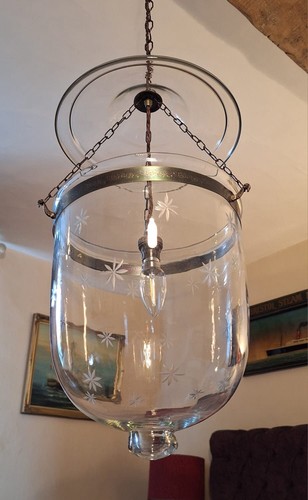 Antique Colonial Glass Star Belgian Bell Jar Hundi Lanterns Pendant Light - Picture 2 of 8