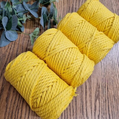 4 x 250g volle Rollen 5mm Makramee Seil, Baumwollkordel, Seil Makramee DIY gelb