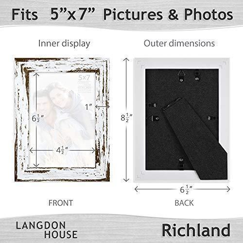 Langdon House 5x7 Picture Frames (Distressed White, 6 Pack) Farmhouse Style, - Picture 2 of 6