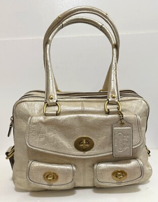 バッグ OLD COACH Satchel Handbag Leather Y2K COACH G05Q-8K40 SOHO SIGNATURE METALLIC BLACK Y2K SATCHEL