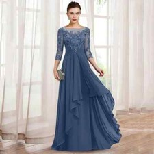 Elegant O-Neck Appliques Zipper Back A-Line Chiffon Mother Of the Bride Dresses