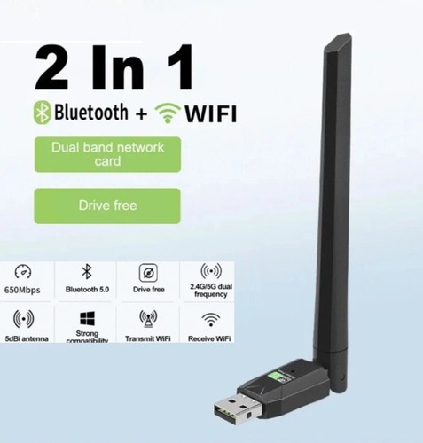 Dual Band 600Mbps USB WiFi Wireless Dongle + Bluetooth Adapter 2.4GHz 5GHz