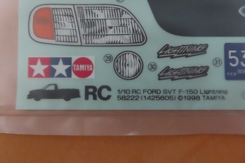 Tamiya RC Decal Ford SVT F-150 LIGHTNING 58222 NEW NIB 1998 - Bild 2 von 7