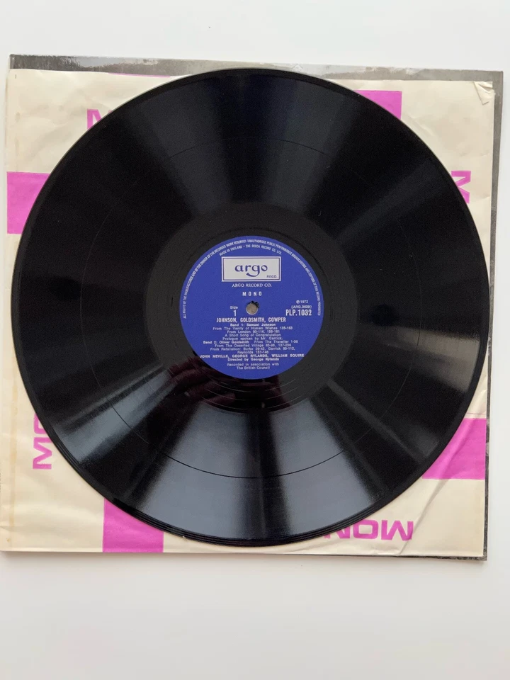Johnson Goldsmith Cowper Neville Rylands Squire LP Argo Mono EX Import Poetry - Image 4 of 4