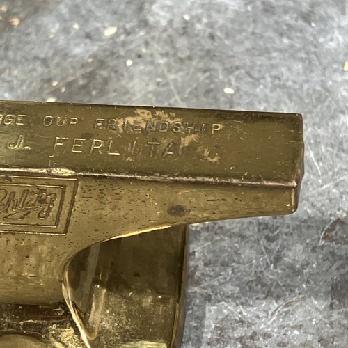 "Schlitz Birra Incudine Oro Ottone Raro ""Per forgiare la nostra amicizia""" - Foto 3 di 12