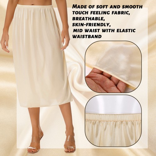 DE Damen Unterrock Kurz/Lang Halbrock Spitze Petticoat Ivory Schwarz Hautfarbe - Bild 80 von 221