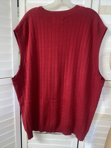 Vintage Roundtree and Yorke Men's Big Man Knit Cotton V Neck Vest Red 2X - Picture 6 of 7