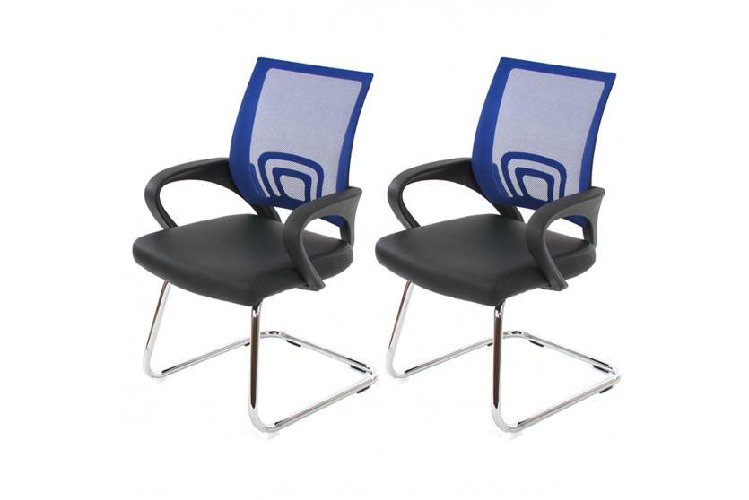 2 Konferenzstühle Besucherstühle Stühle Büro Praxis Freischwinger blau