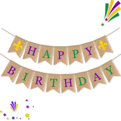Happy Birthday Banner Burlap Bunting Hessian Garland Party Celebrations Custom Happy Birthday Banner Burlap Bunting Hessian Garland Party Celebrations Custom