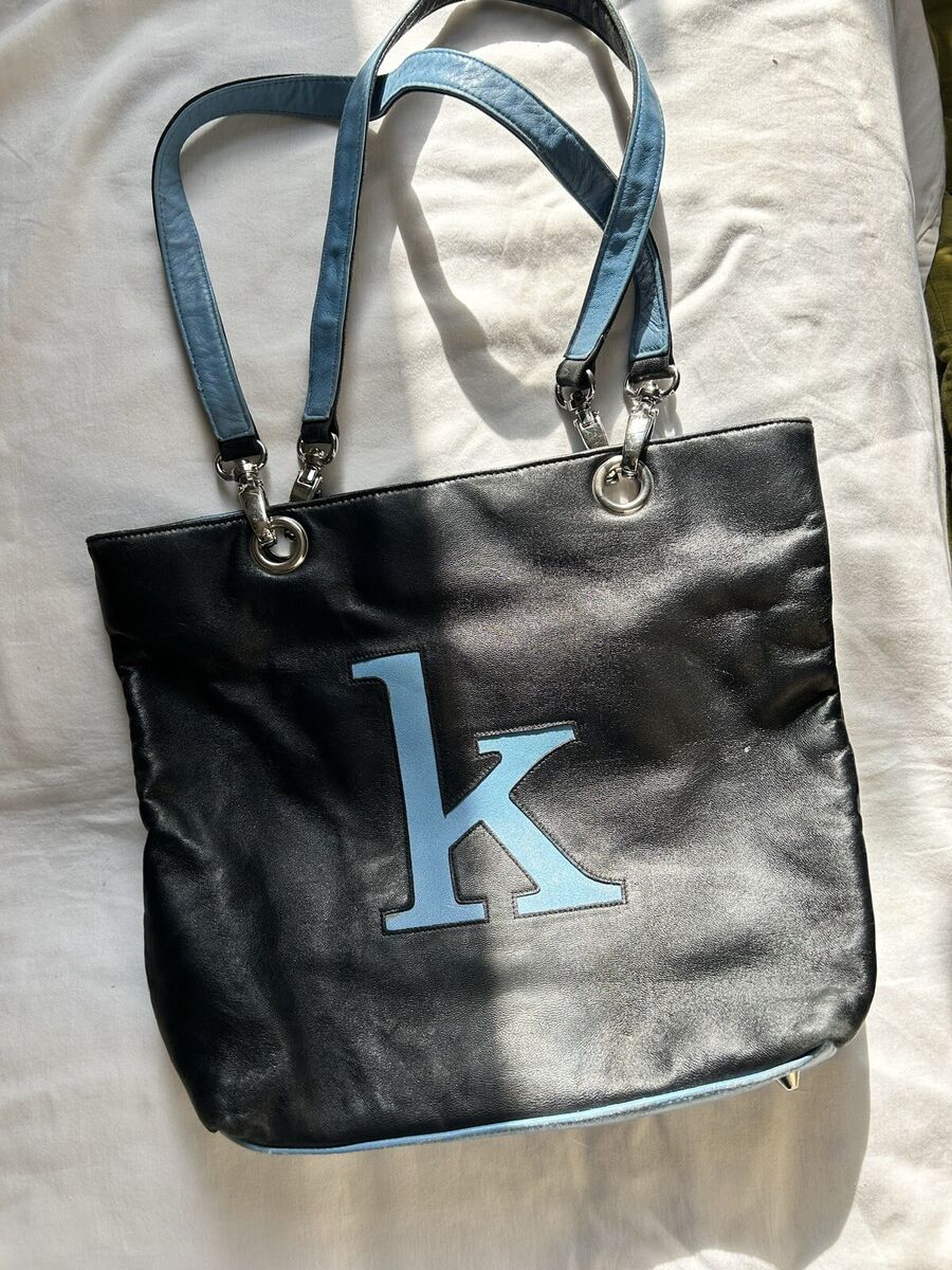 Vtg Y2k Black Blue Faux Leather Initial Letter “K” Shoulder Vtg Y2k Black Blue Faux Leather Initial Letter “K” Shoulder