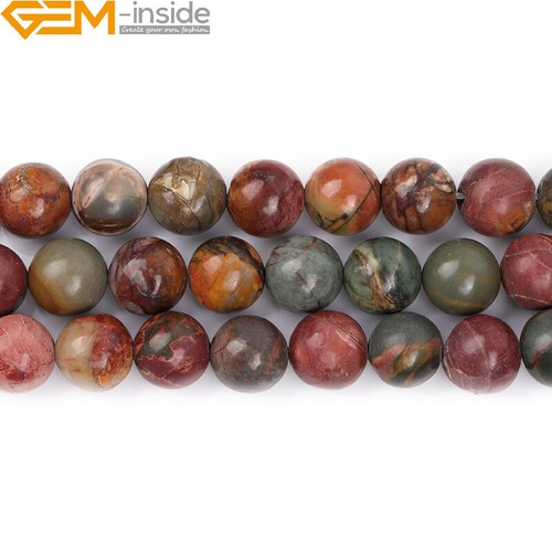 Picasso Jasper Round Natural Gemstone Loose Beads For Jewellery Making 15" - Picture 7 of 40