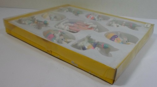 GREEK VTG 80's WOODEN EASTER ORNAMENTS BUNNIES IN EASTER EGGS HAND MADE SET B - Picture 5 of 12