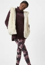 Stunning!! Sweaty Betty Faux Fur Gilet Oatmeal Apres Ski Size M