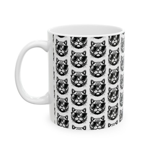Cat Lover Ceramic Mug, Gift for Cat Owners, Cute Kitty Coffee Cup, Cat Mom Dad - Picture 4 of 13