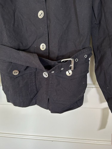 Foxcroft Belted Lightweight Button Front Jacket Womens Size Medium Black NWT - Picture 2 of 8