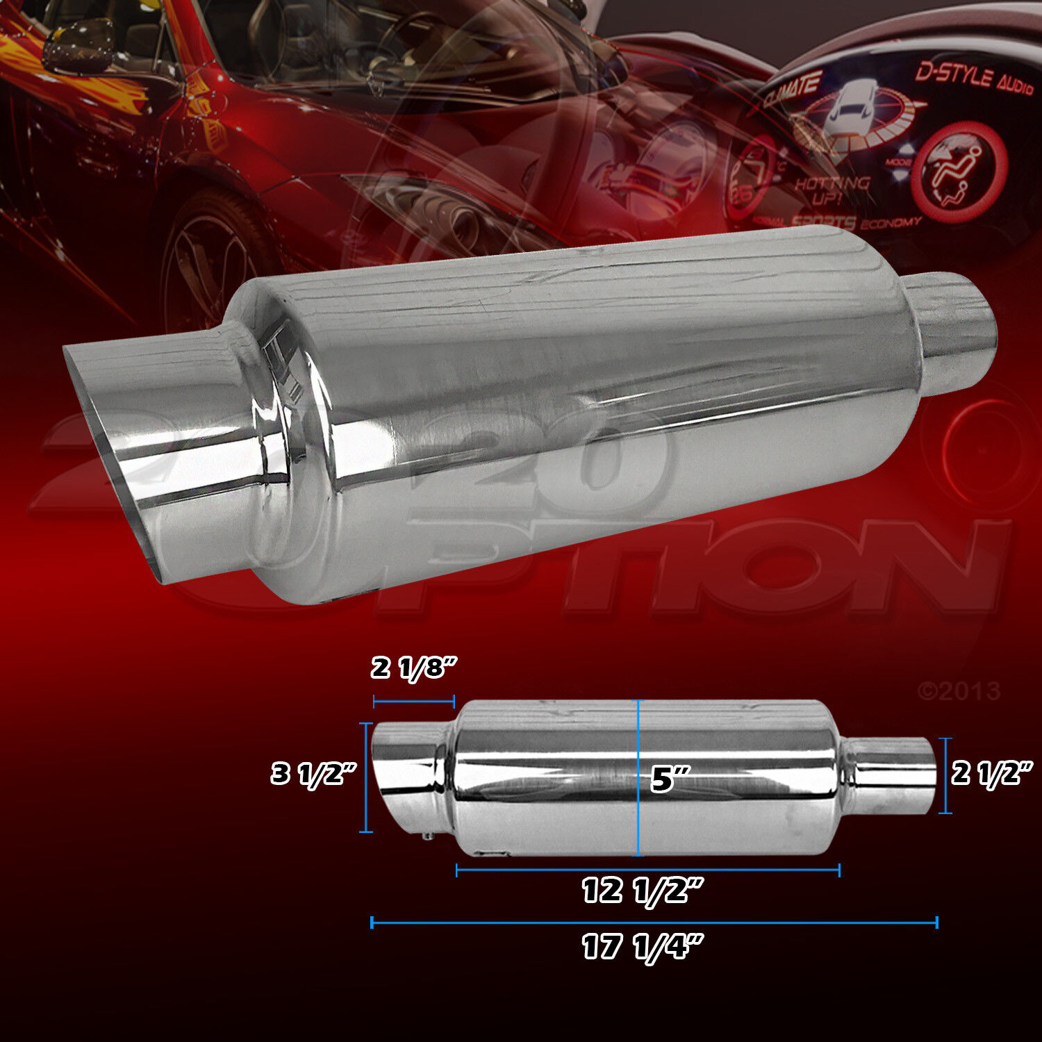 BURNOUT STAINLESS STEEL SLANT TIP EXHAUST MUFFLER FOR NISSAN SUBARU PONTIAC