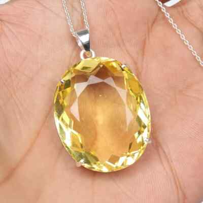 Wonderful Lemon Topaz Gemstone 925 Sterling Silver Handmade Pendant A-52