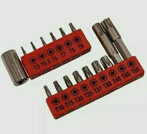 16PC TORX BIT SET STAR HEX SOCKET DRIVE SCREW TORQUE TAMPER SCREWDRIVER TOOL DIY - Picture 1 of 2