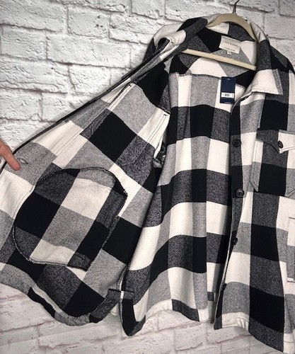 XL/ 1X/2X New Lucky Brand Plaid Cotton Black White Jacket Shirt Shacket 179$ - Picture 11 of 20