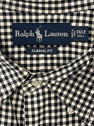 Ralph Lauren Mens Black /White 3XLT Tall- Long Sleeve Button Down - Pony Logo - Picture 3 of 6