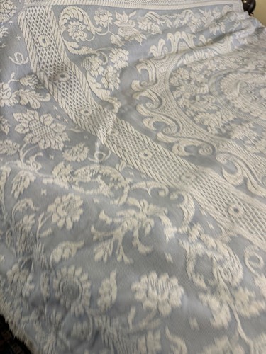 VTG Queen Elizabeth Matelasse Floral Cotton Queen Bedspread fringe Cottagecore - Picture 6 of 22